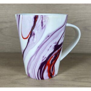 Teavana 12 Oz Ceramic Mug Purple & Red Marble Design Coffee Tea Cup